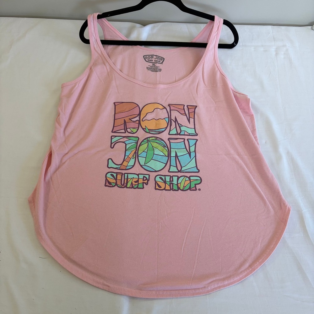 Ron Jon Surf Shop Pink Graphic Tank Top XL Vintage Beachcore Logo Sleeveless